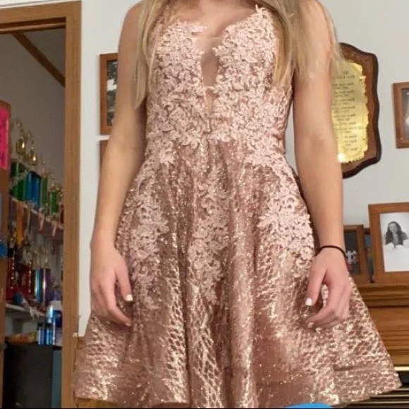 Dresses | Rose Gold Glittery Short Formal Dress | Poshmark
